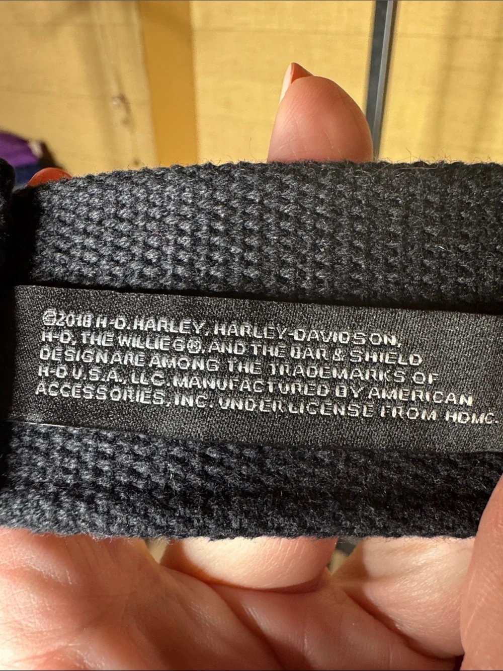Harley-Davidson Bad Manners Black Canvas Leather Trim Belt Size 34